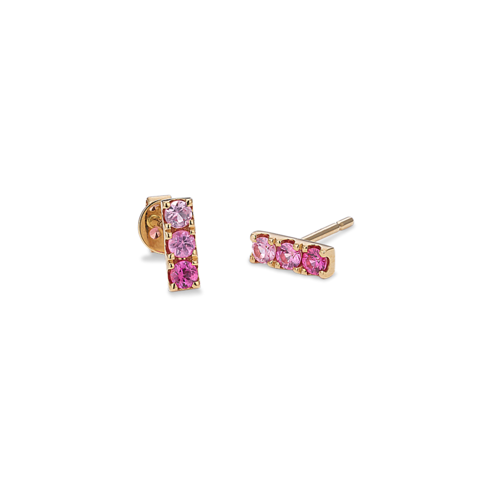 Ombre Pink Sapphire Bar Earrings