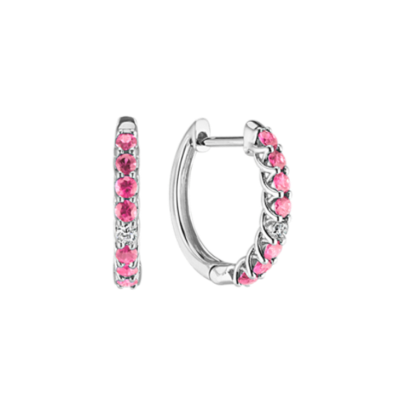 Marnie Pink Sapphire & Diamond Hoops