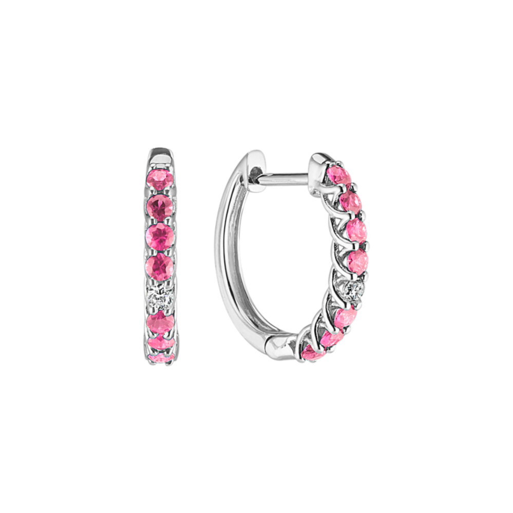 Marnie Pink Sapphire & Diamond Hoops