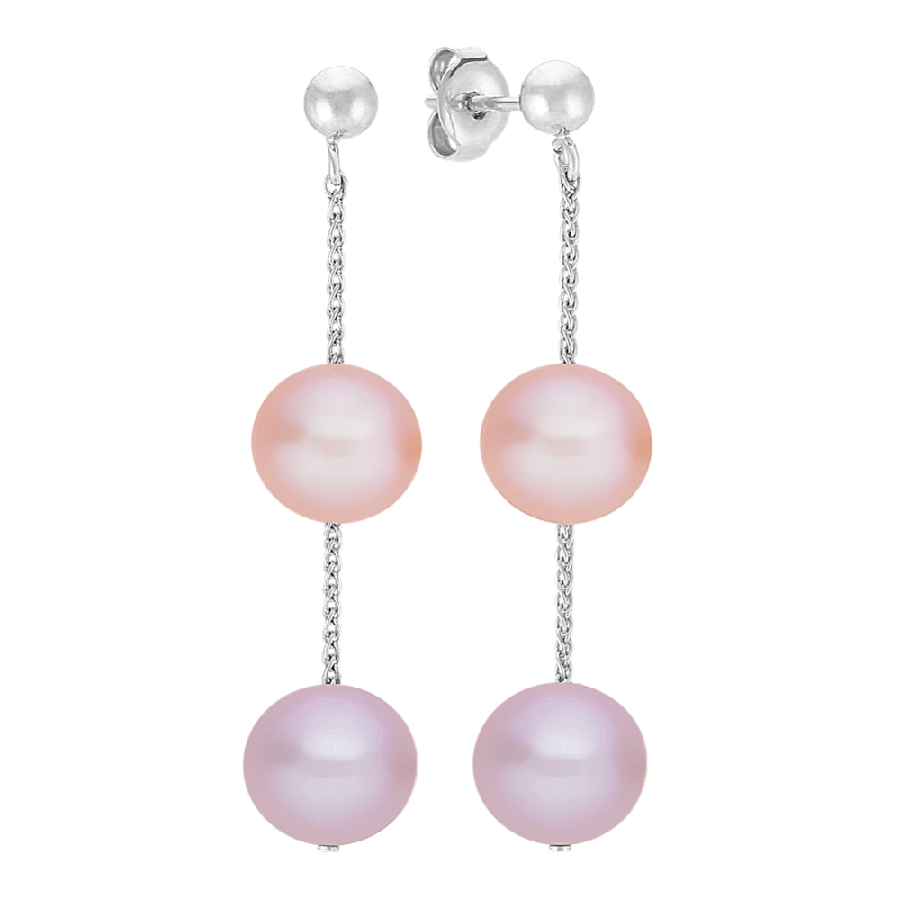 Pink and Lavender Freshwater Cultured Pearl Dangle Earrings