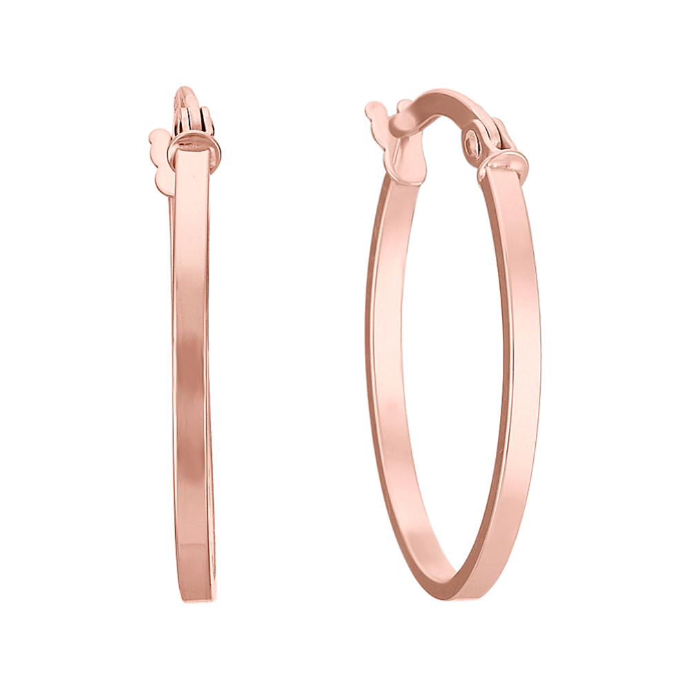 Polished 14k Rose Gold Oval Hoop Earrings