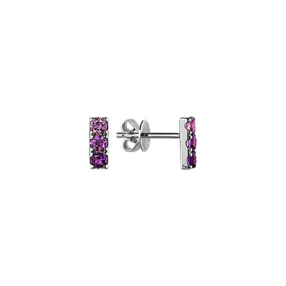 Ombre Purple Amethyst Earrings in 14K White Gold