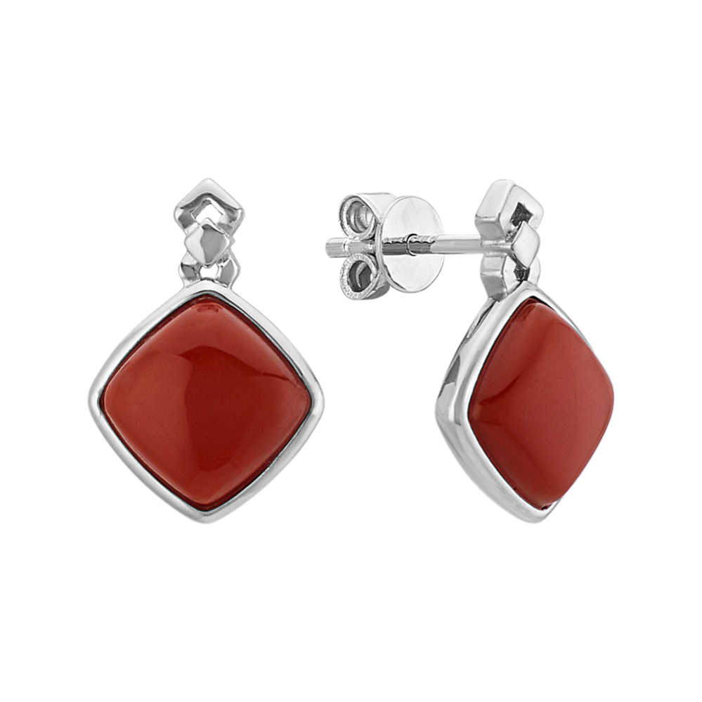Red Carnelian Earrings in Sterling Silver