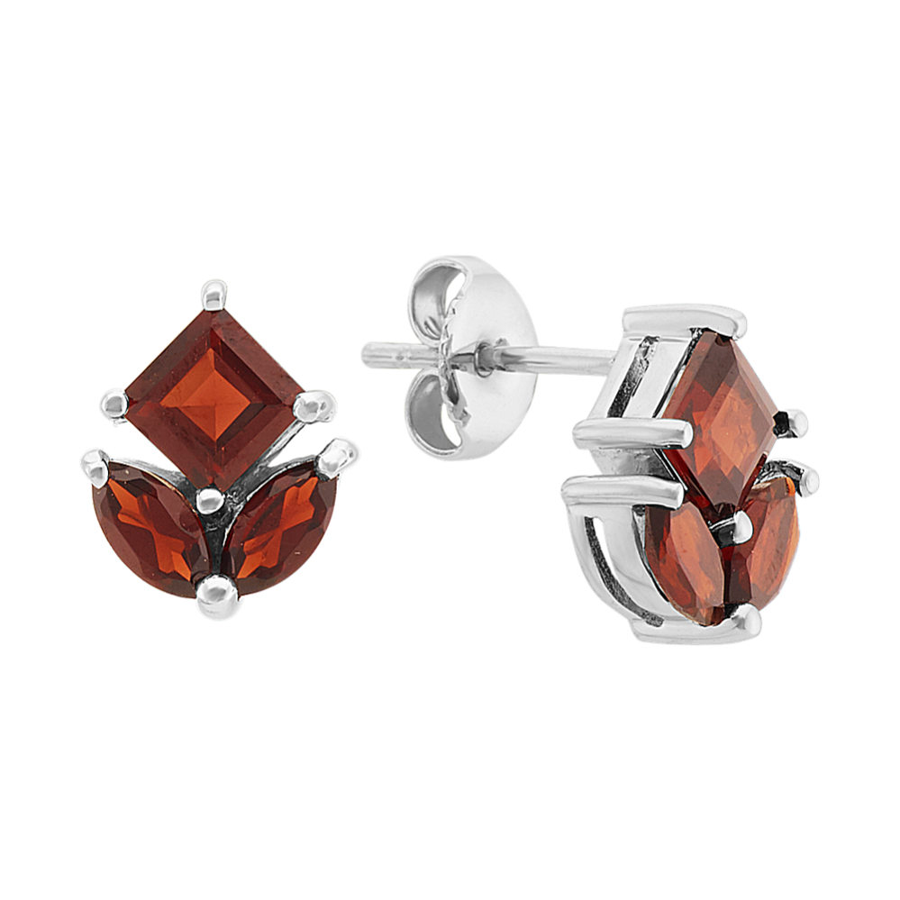 Red Garnet Earrings in Sterling Silver