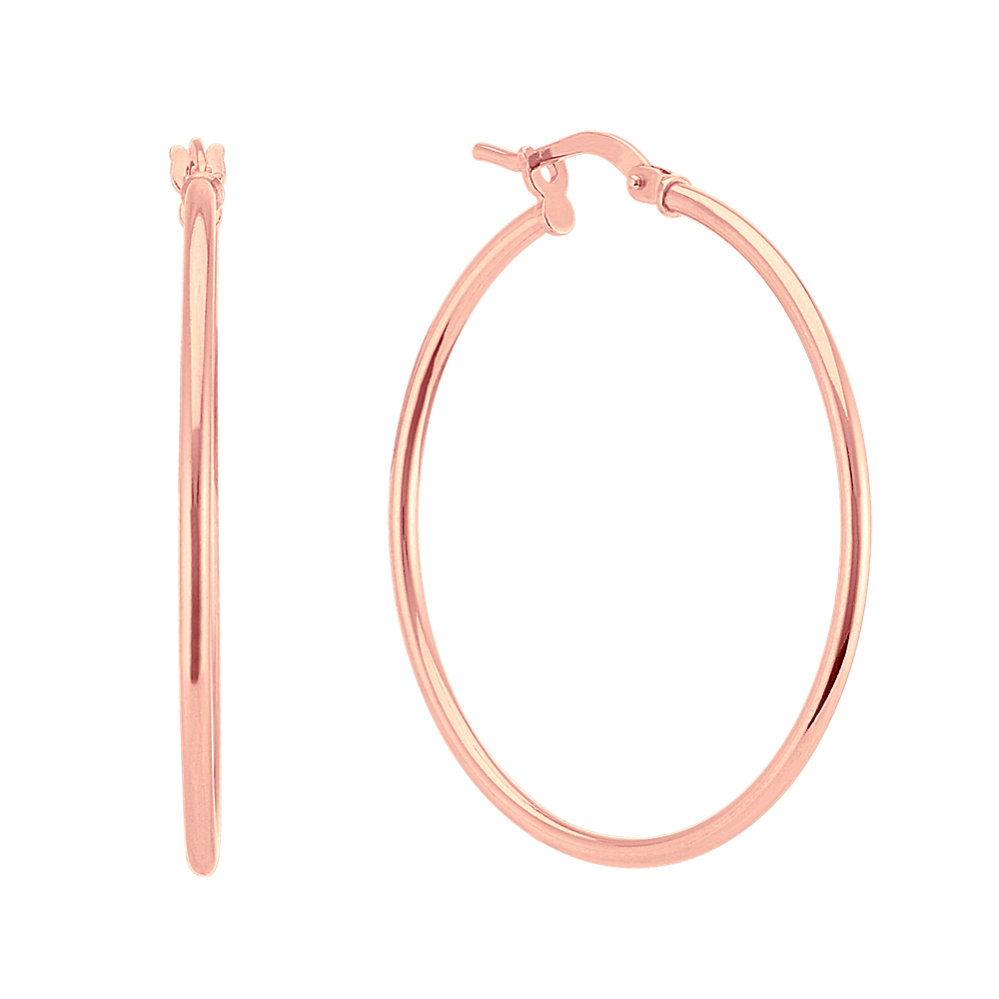 Rose Sterling Silver 1.25'' Hoop Earrings