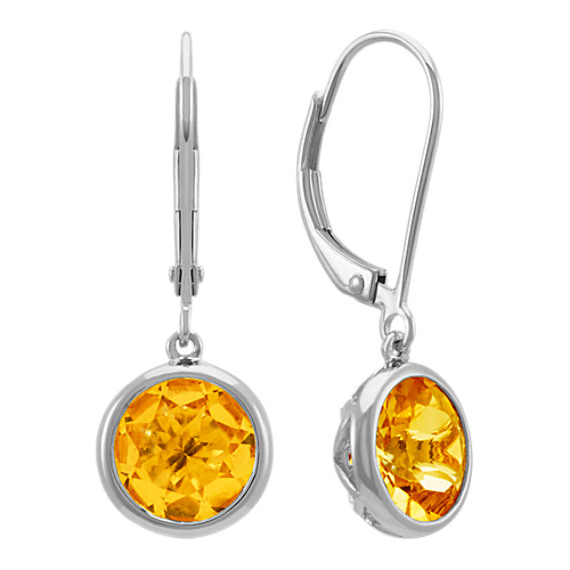 Round Bezel Set Citrine Dangle Earrings In Sterling Silver Shane Co Round Bezel Set Citrine Dangle Earrings In Sterling Silver