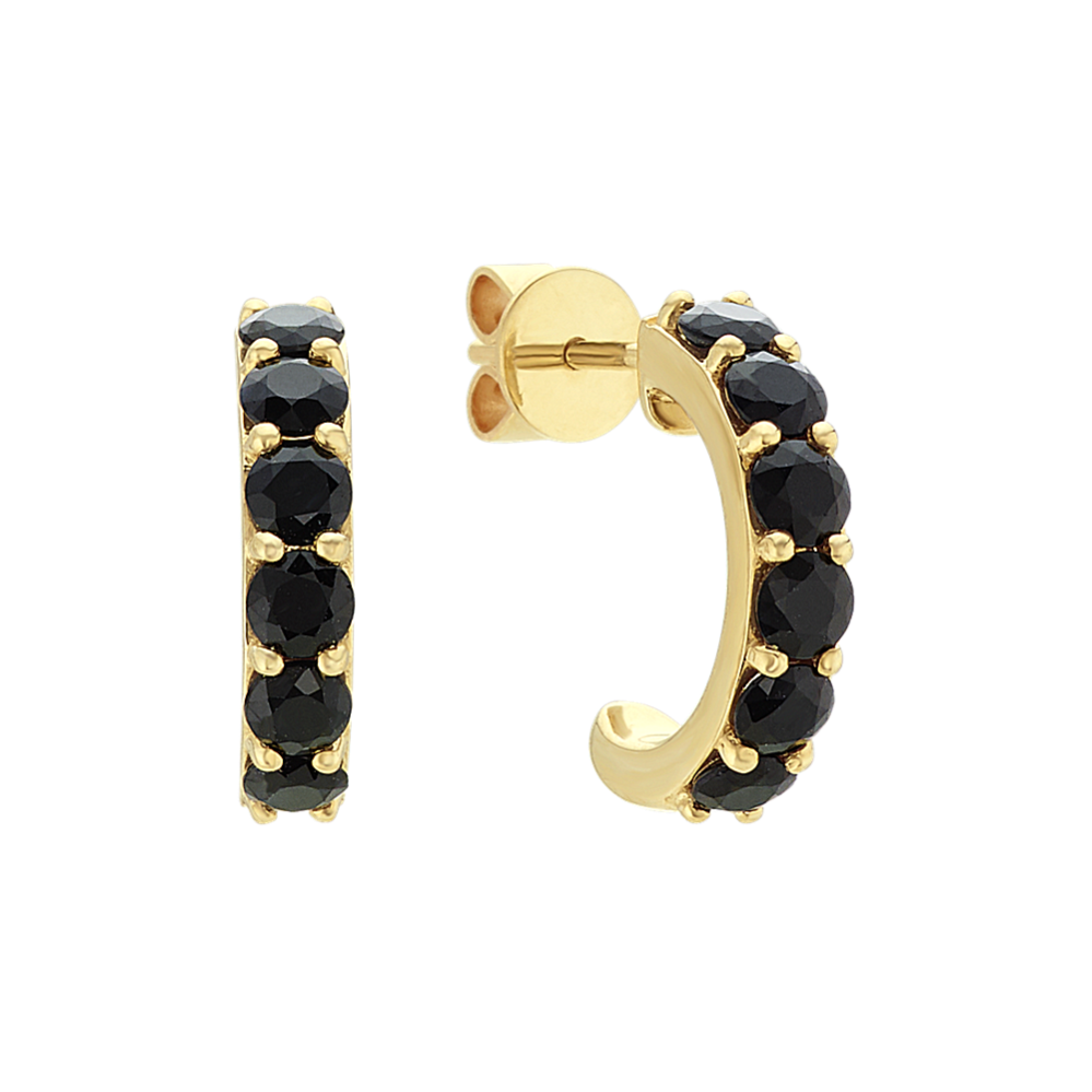 Round Black Sapphire Earrings