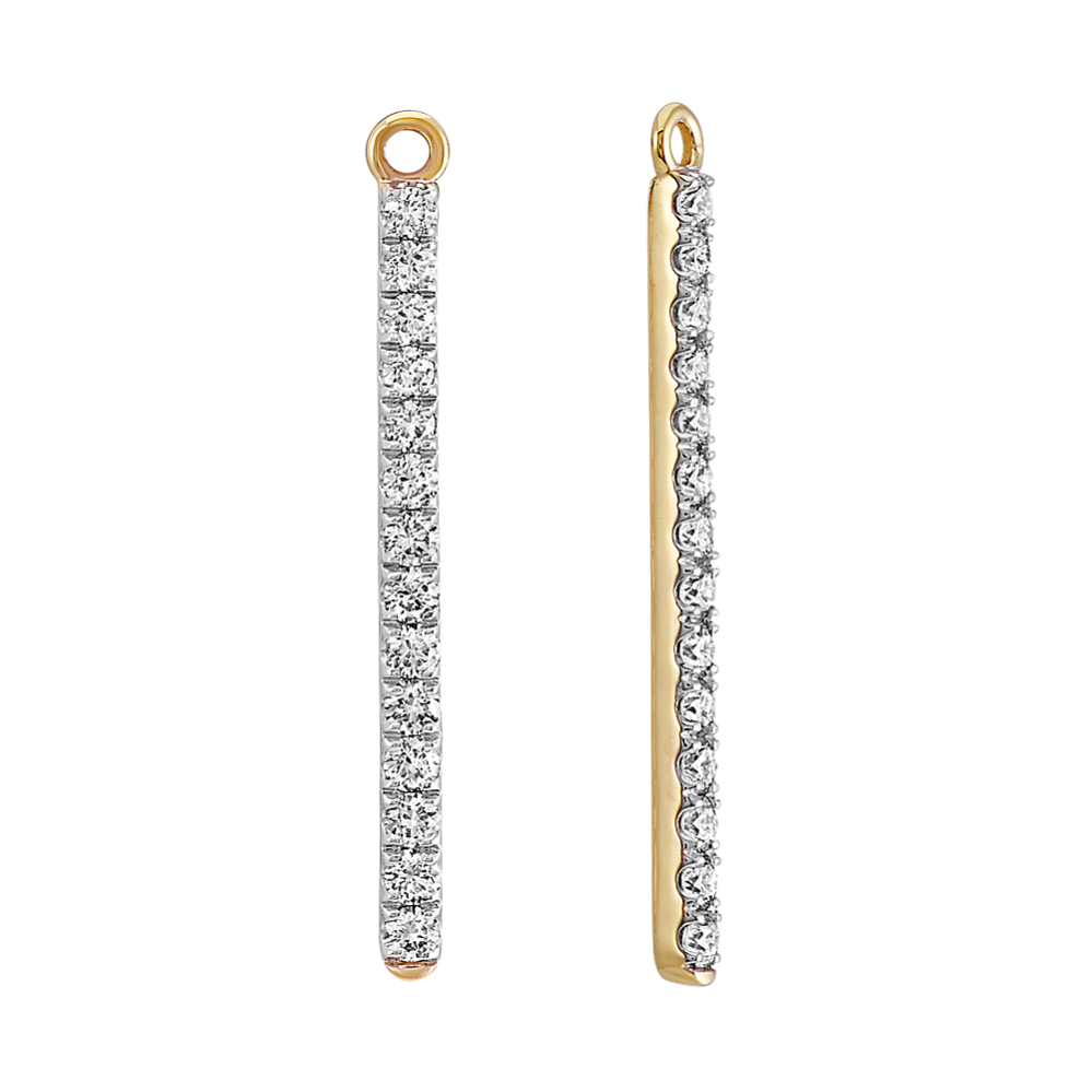 Round Diamond Bar Earring Jackets in 14k Yellow Gold