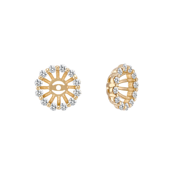 Round Diamond Basket Earring Jackets in 14k Yellow Gold
