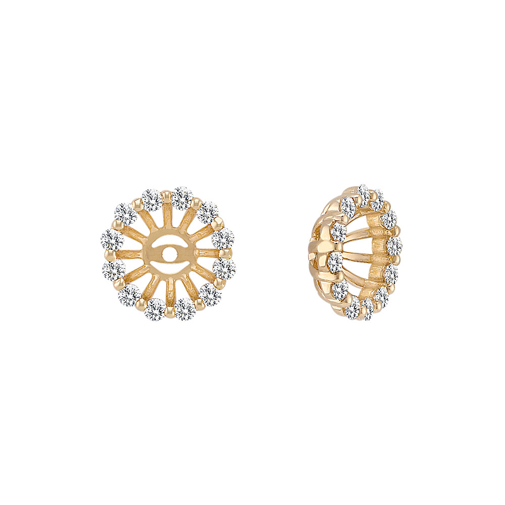 Round Diamond Basket Earring Jackets In 14k Yellow Gold Round Diamond Basket Earring Jackets In 14k Yellow Gold