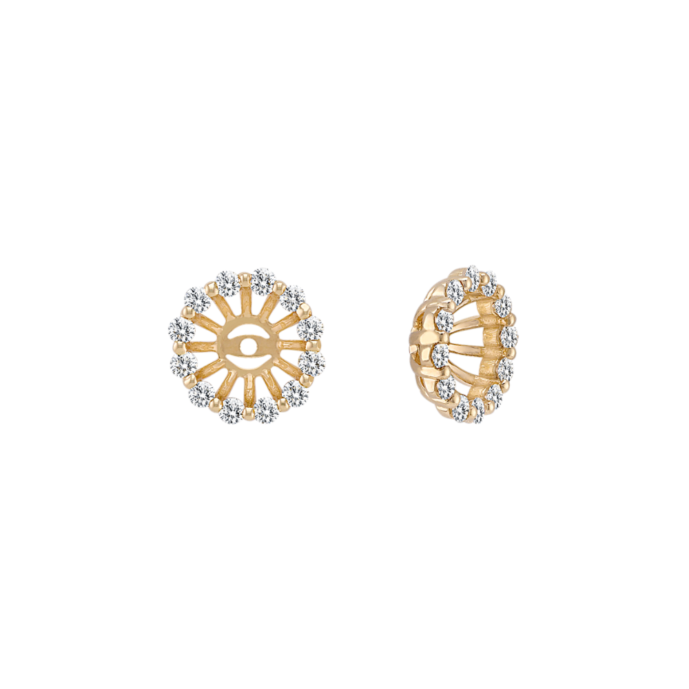 Round Natural Diamond Basket Earring Jackets in 14k Yellow Gold