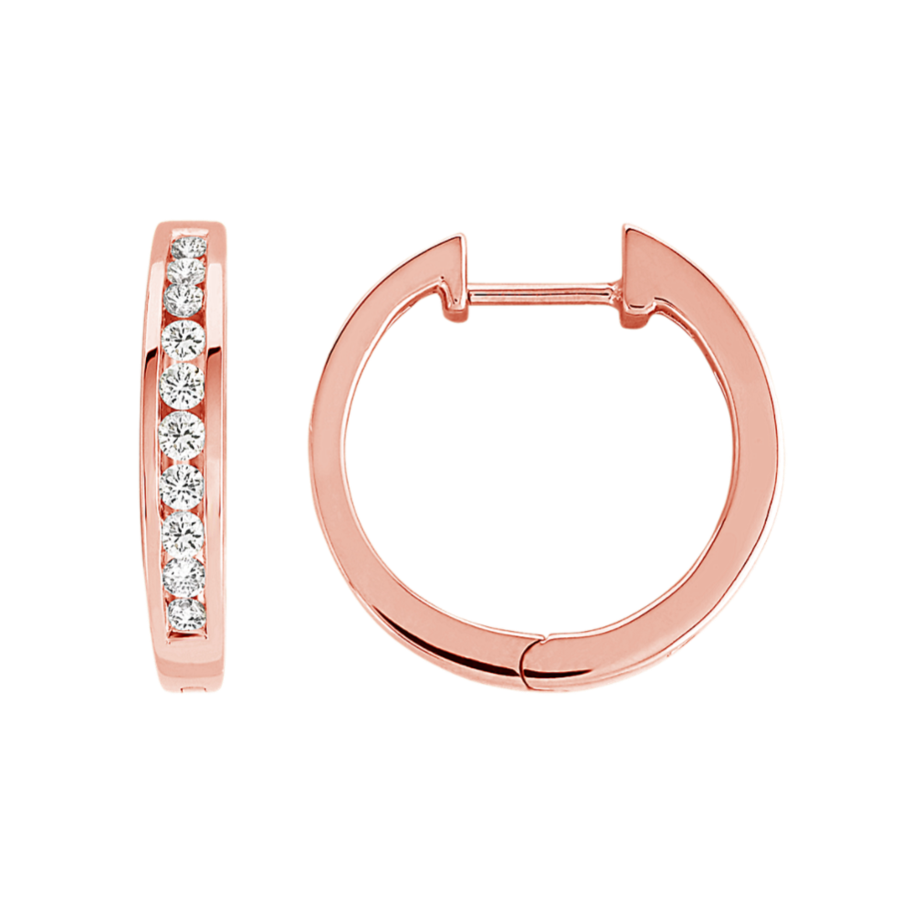 Round Diamond Channel-Set Earrings in 14k Rose Gold