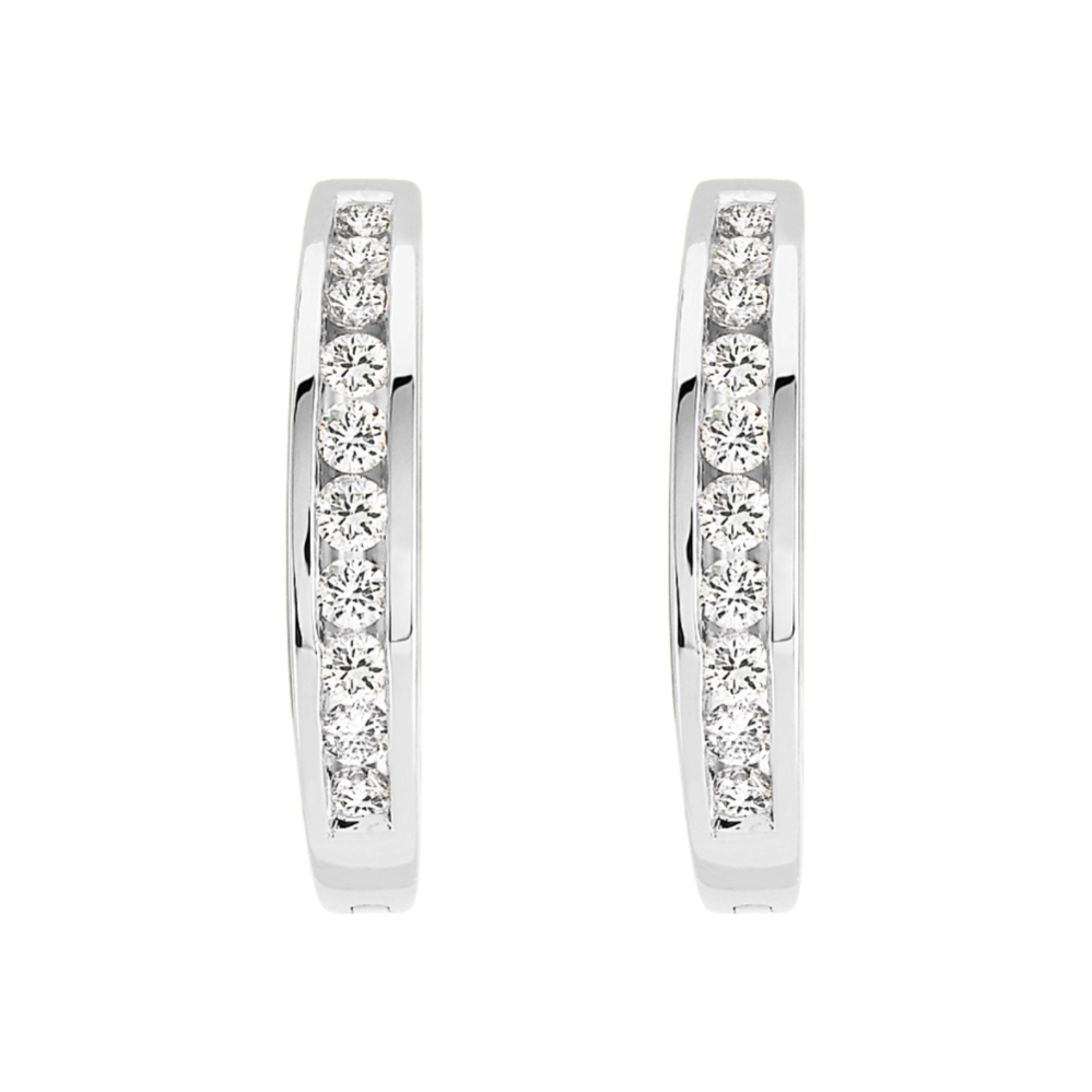 Round Diamond Channel-Set Earrings in 14k White Gold