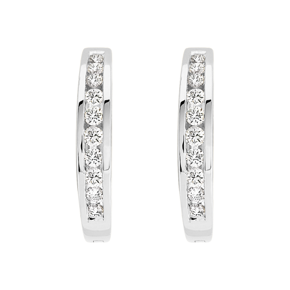 Round Natural Diamond Channel-Set Earrings in 14k White Gold