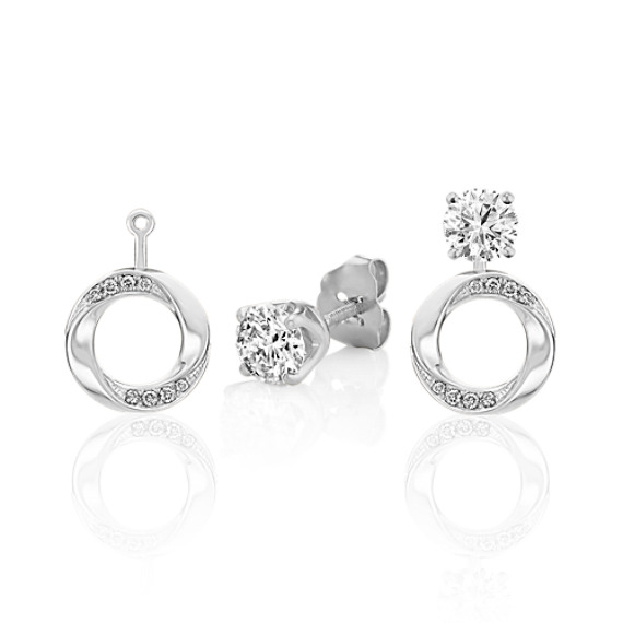 Round Diamond Circle 2in1 Earring Jackets in 14k White Gold Shane Co.