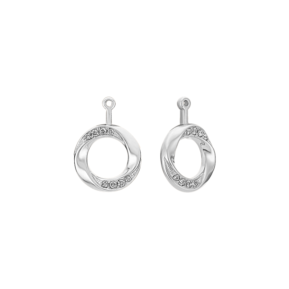 Round Diamond Circle 2-in-1 Earring Jackets in 14k White Gold
