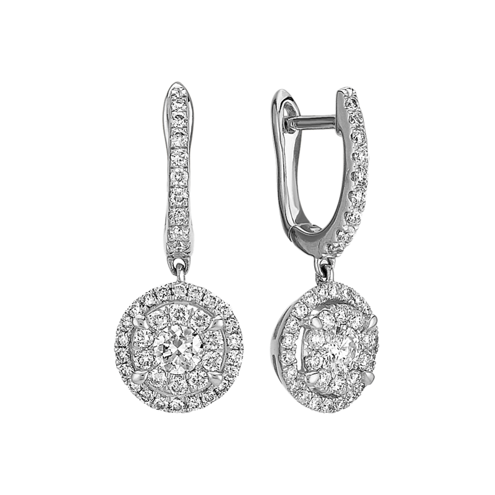 Round Diamond Cluster Dangle Earrings