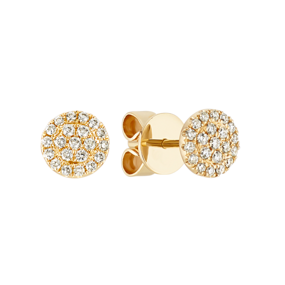Round Diamond Cluster Earrings in 14k Yellow Gold
