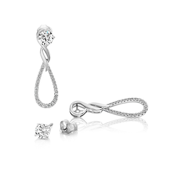 Round Diamond Dangle Earring Jackets Shane Co Tap To Zoom Thumbnail