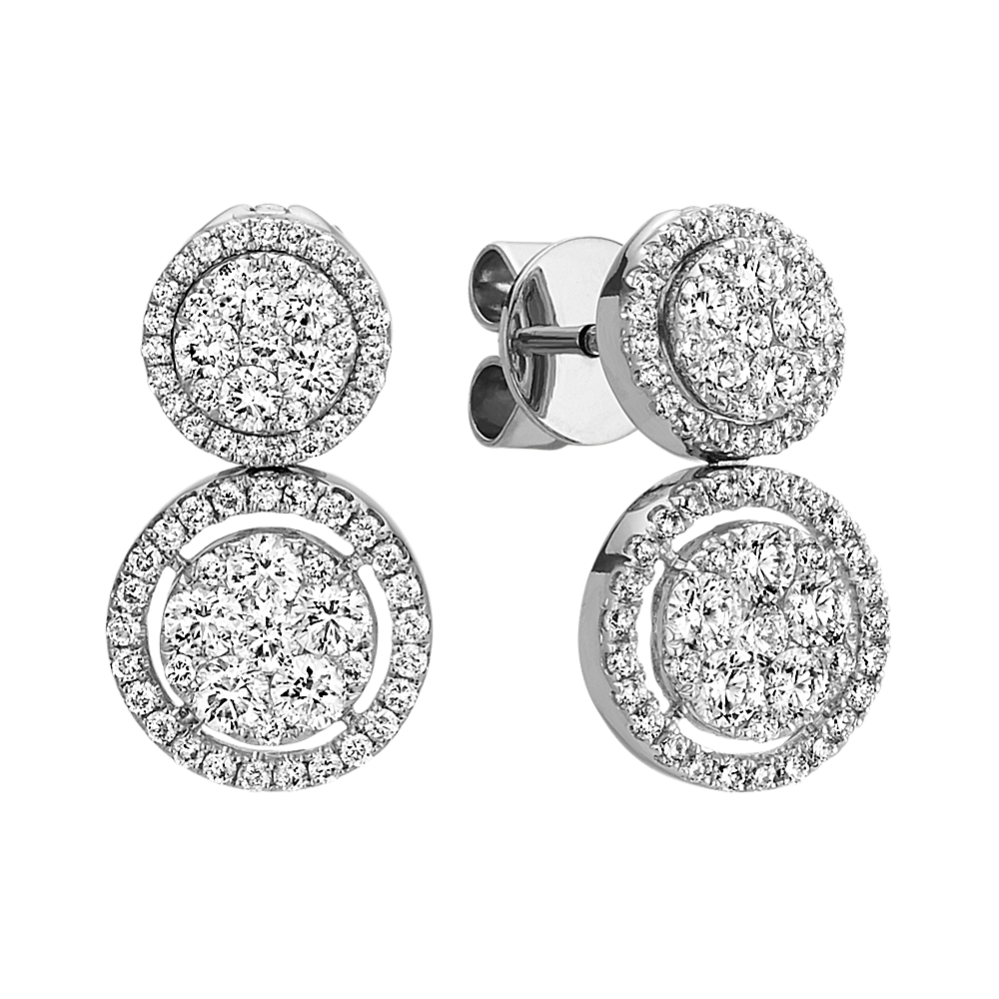 Round Diamond Double Circle Multiple Look Cluster Earrings