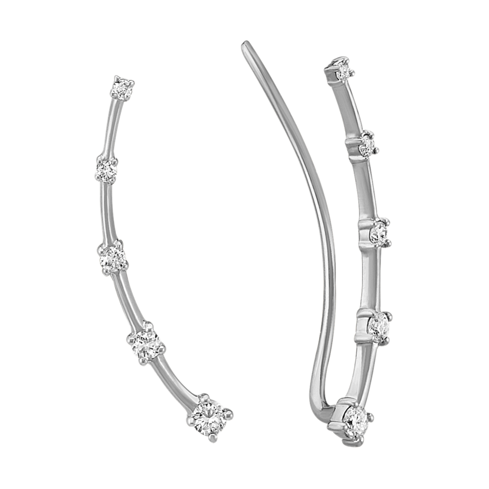 Round Diamond Ear Climber Earrings