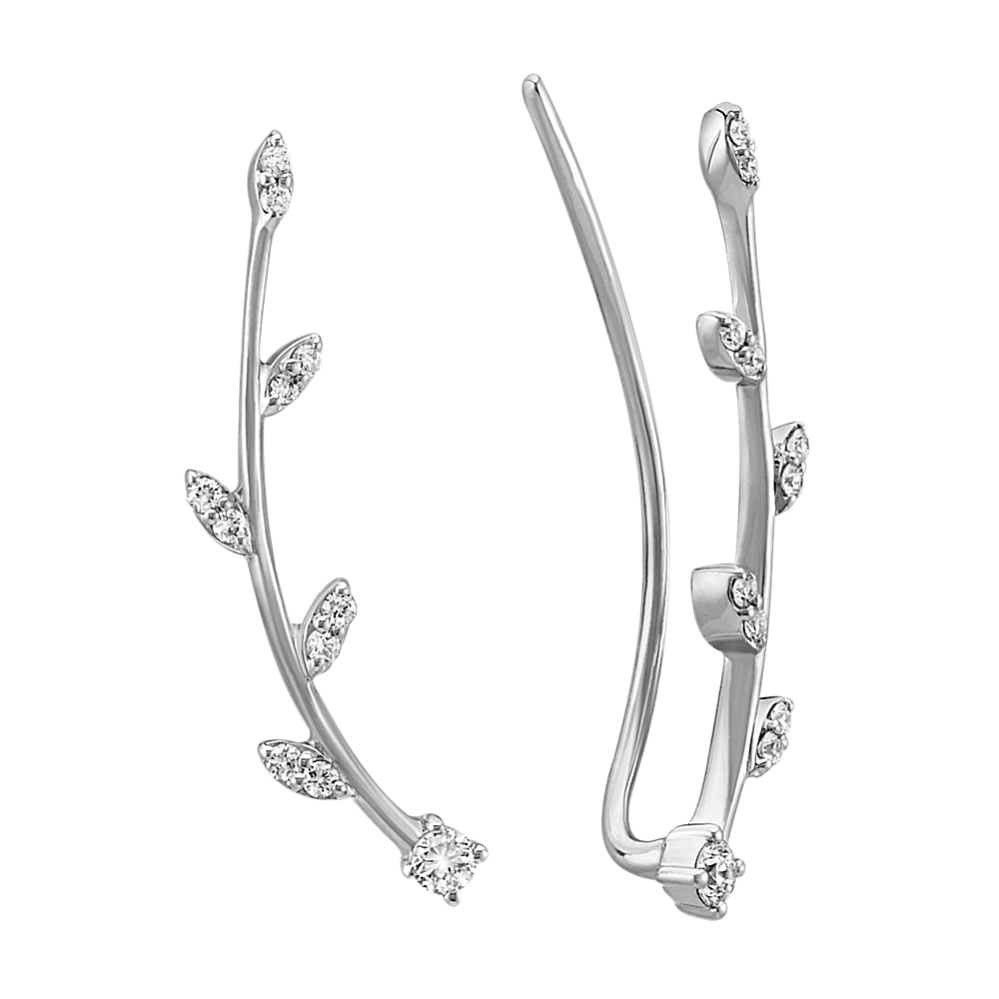 Round Diamond Ear Climber Earrings