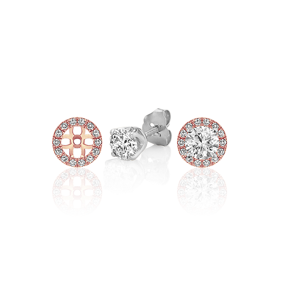 Round Diamond Earring Jackets in 14k Rose Gold