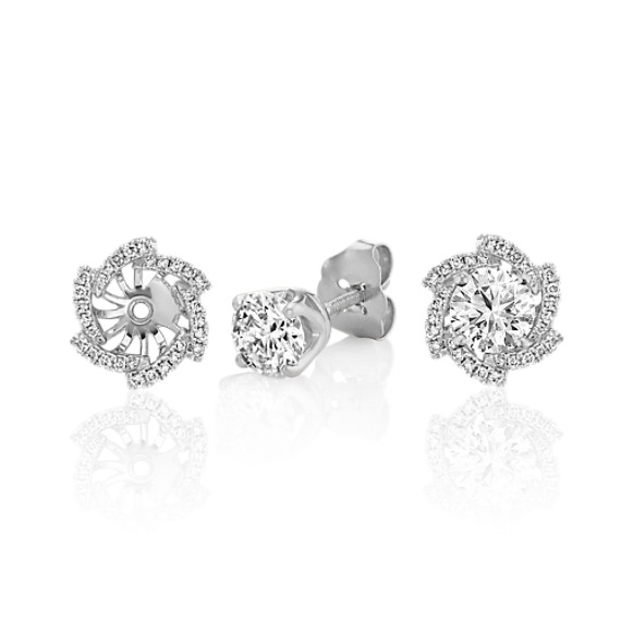 Round Diamond Earring Jackets In 14k White Gold Shane Co Tap To Zoom