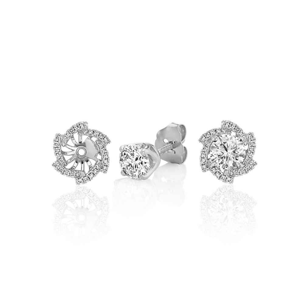 Round Diamond Earring Jackets in 14k White Gold