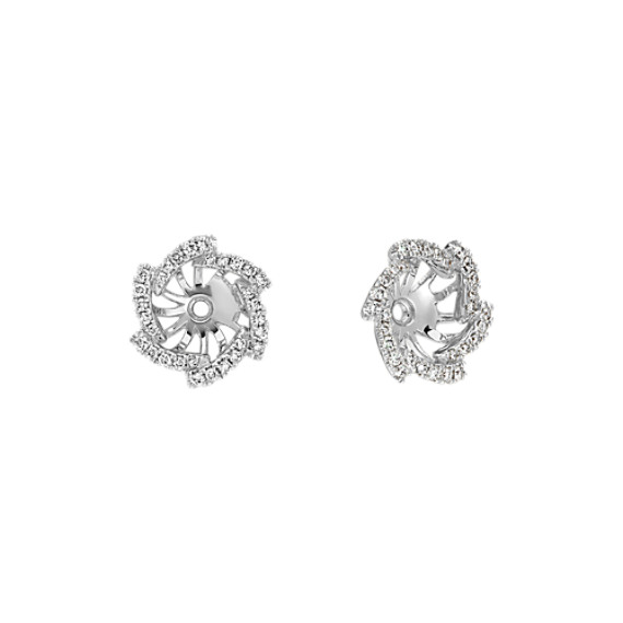 Round Diamond Earring Jackets in 14k White Gold