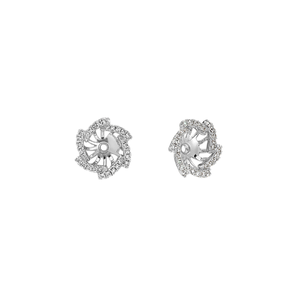 Round Diamond Earring Jackets in 14k White Gold