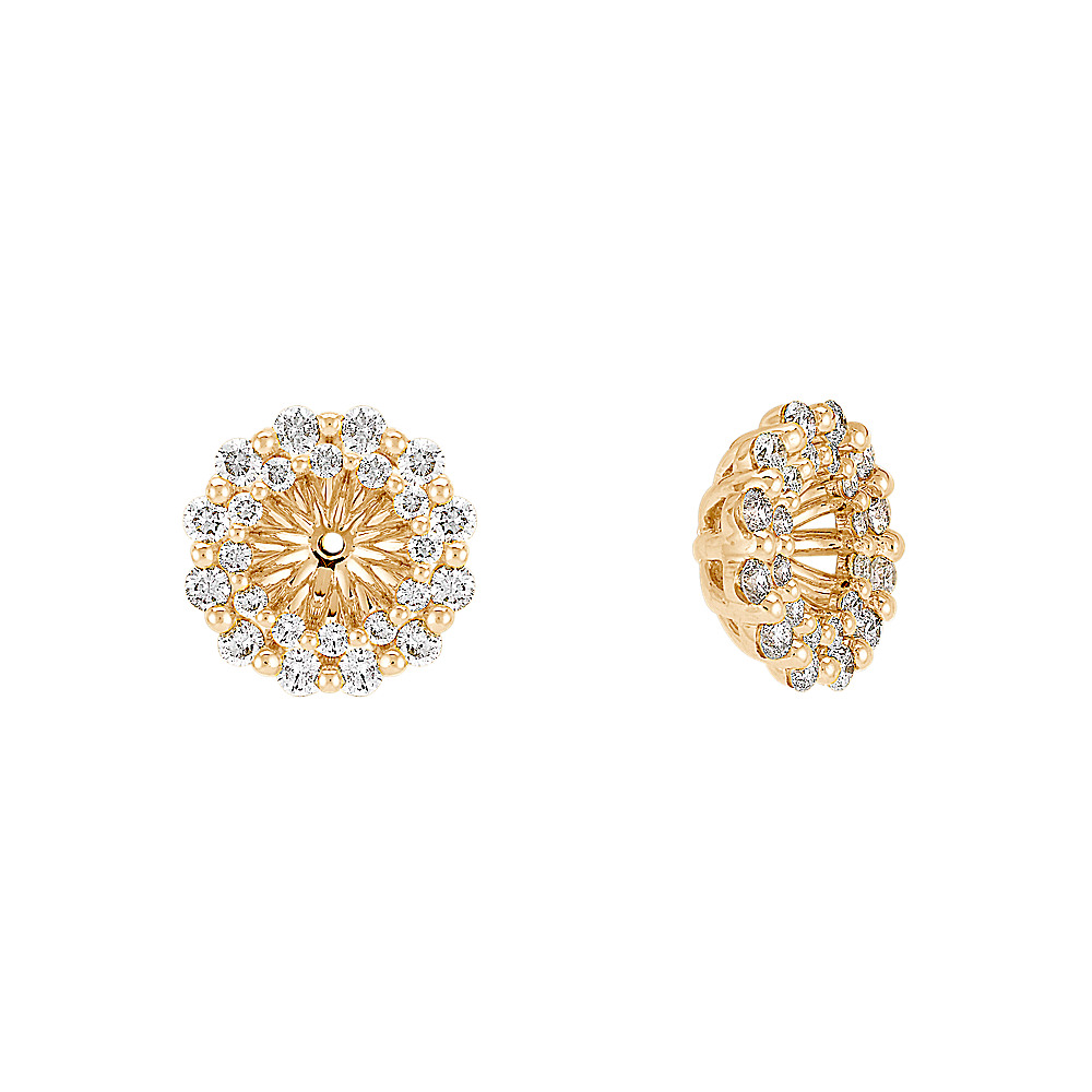 Round Diamond Earring Jackets In 14k Yellow Gold Shane Co