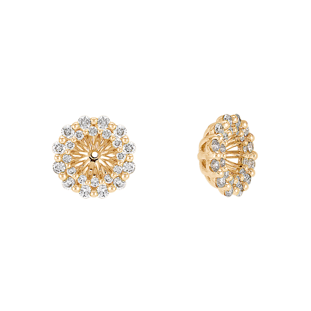 Round Diamond Earring Jackets in 14k Yellow Gold