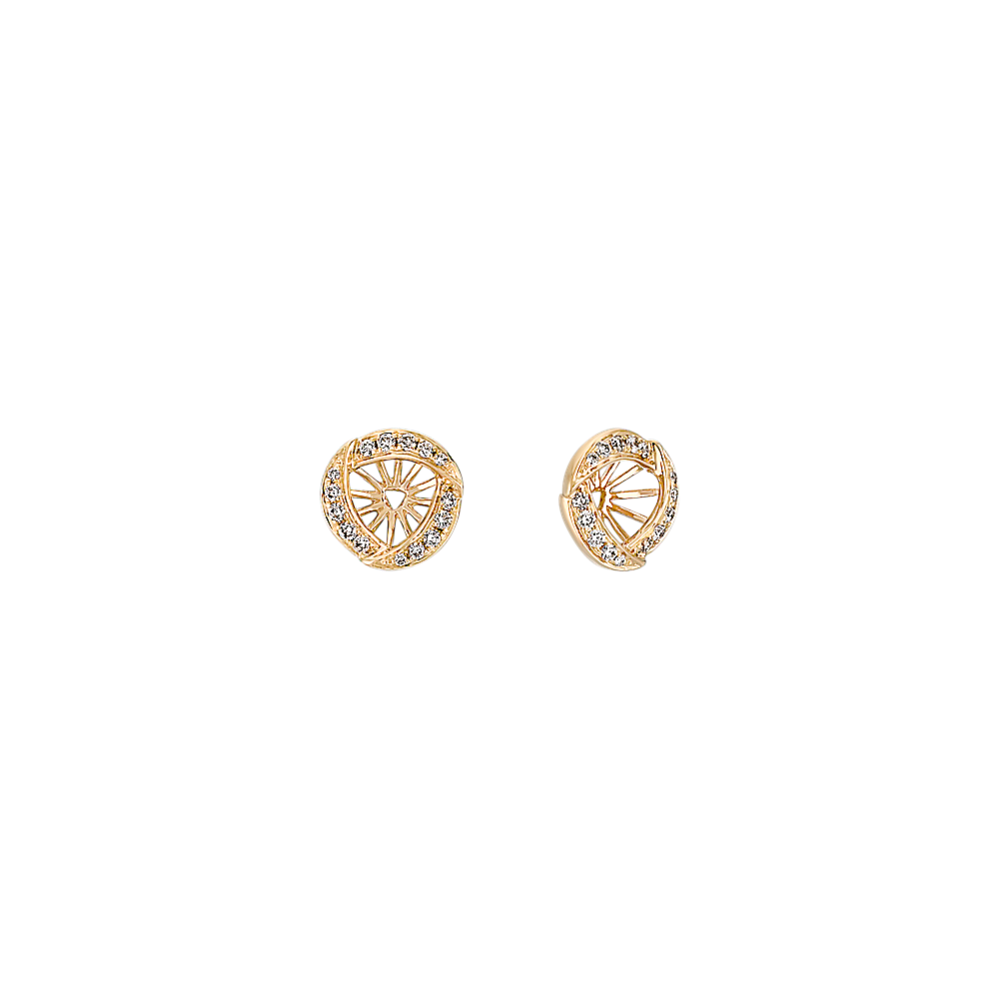 Round Diamond Earring Jackets in 14k Yellow Gold