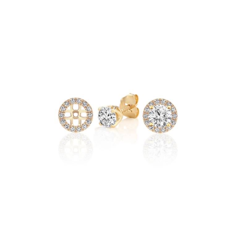Round Natural Diamond Earring Jackets in 14k Yellow Gold