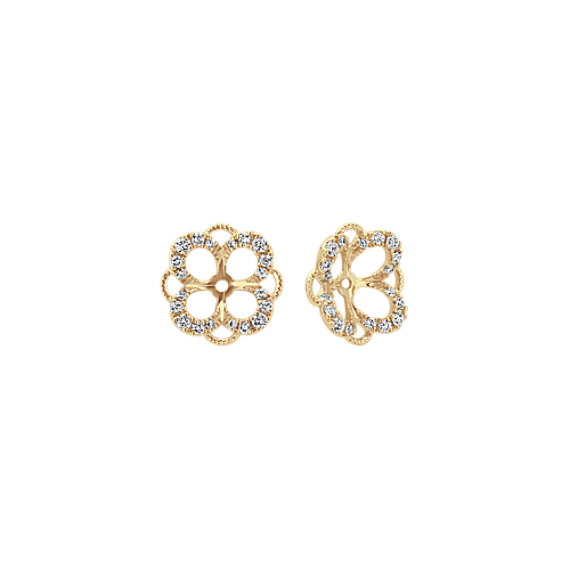 Round Diamond Earring Jackets In 14k Yellow Gold Shane Co