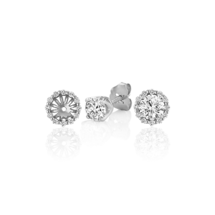Round Natural Diamond Earring Jackets in White Gold