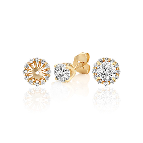 Round Diamond Earring Jackets In Yellow Gold Shane Co Tap To Zoom