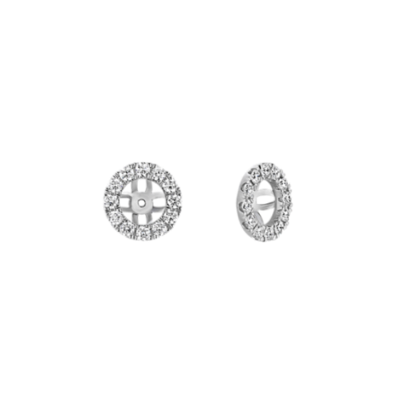 Round Diamond Halo Earring Jackets in 14k White Gold