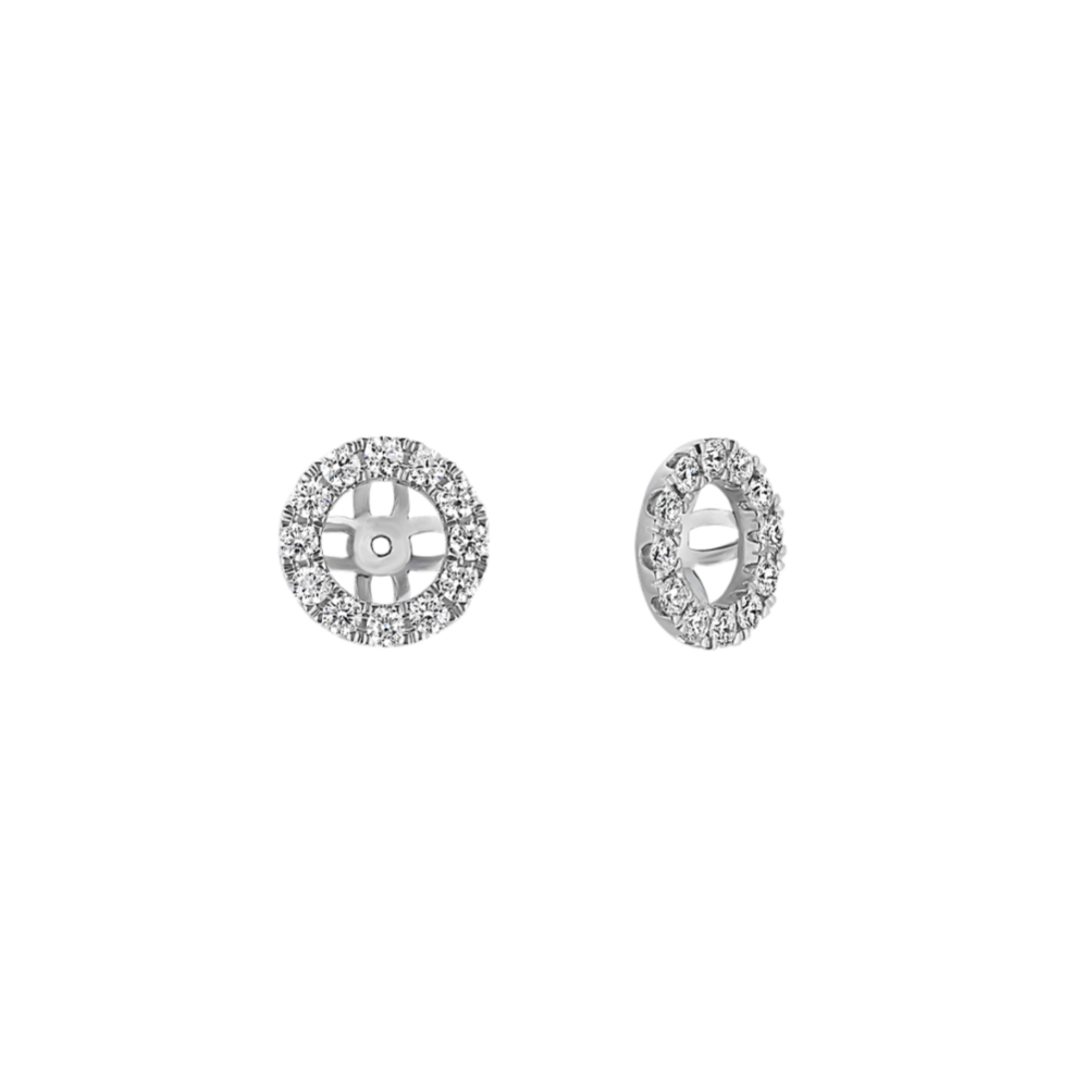 Round Diamond Halo Earring Jackets in 14k White Gold