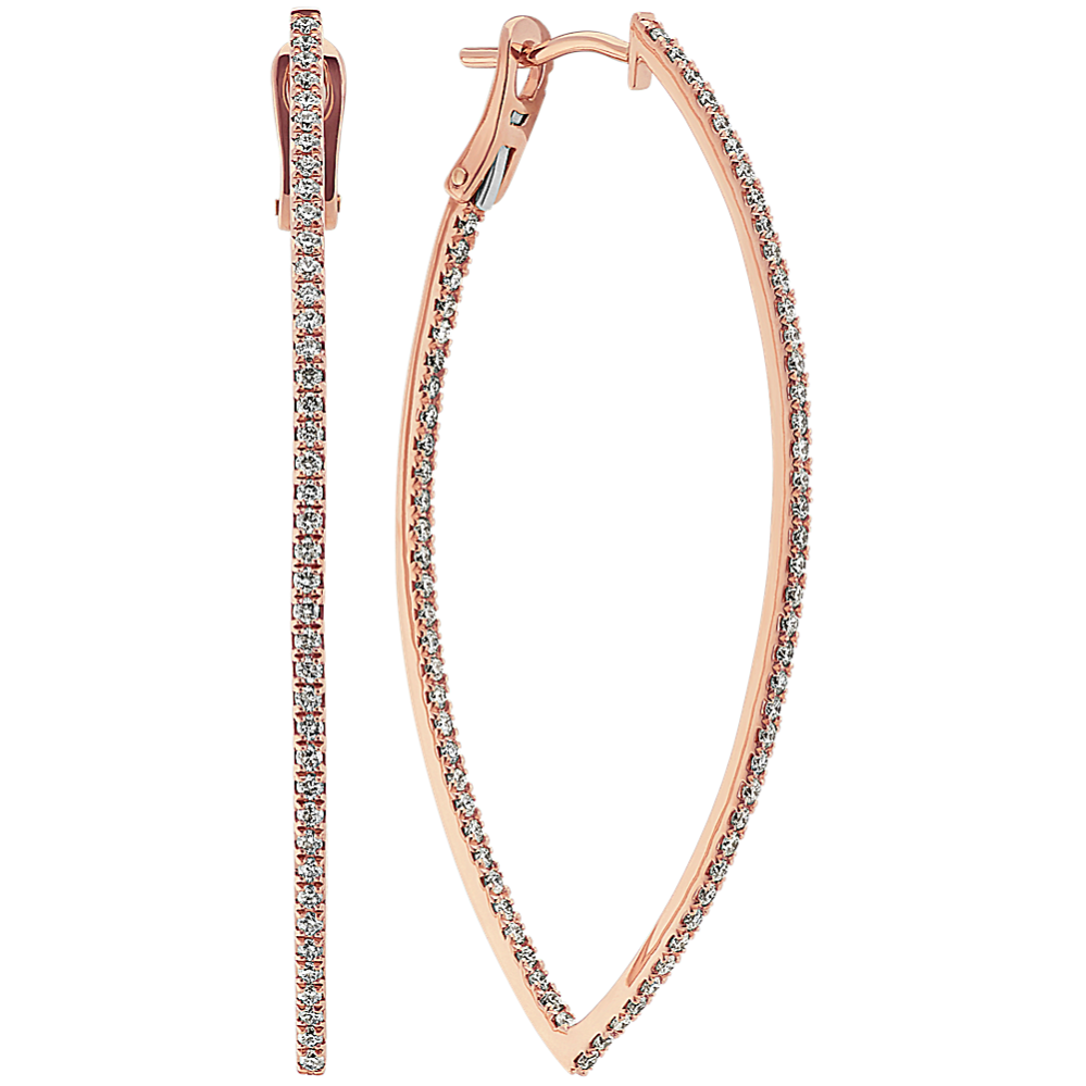 Round Diamond Hoop Earrings in 14k Rose Gold Shane