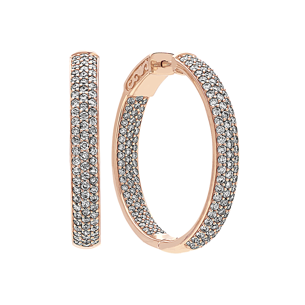 Round Diamond Hoop Earrings in 14k Rose Gold | Shane Co.