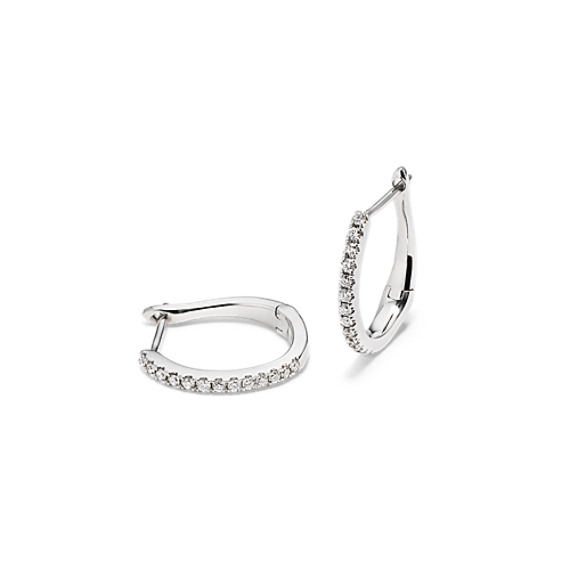 Round Diamond Hoop Earrings in 14k White Gold