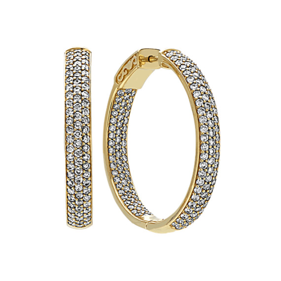 Round Diamond Hoop Earrings in 14k Yellow Gold | Shane Co.