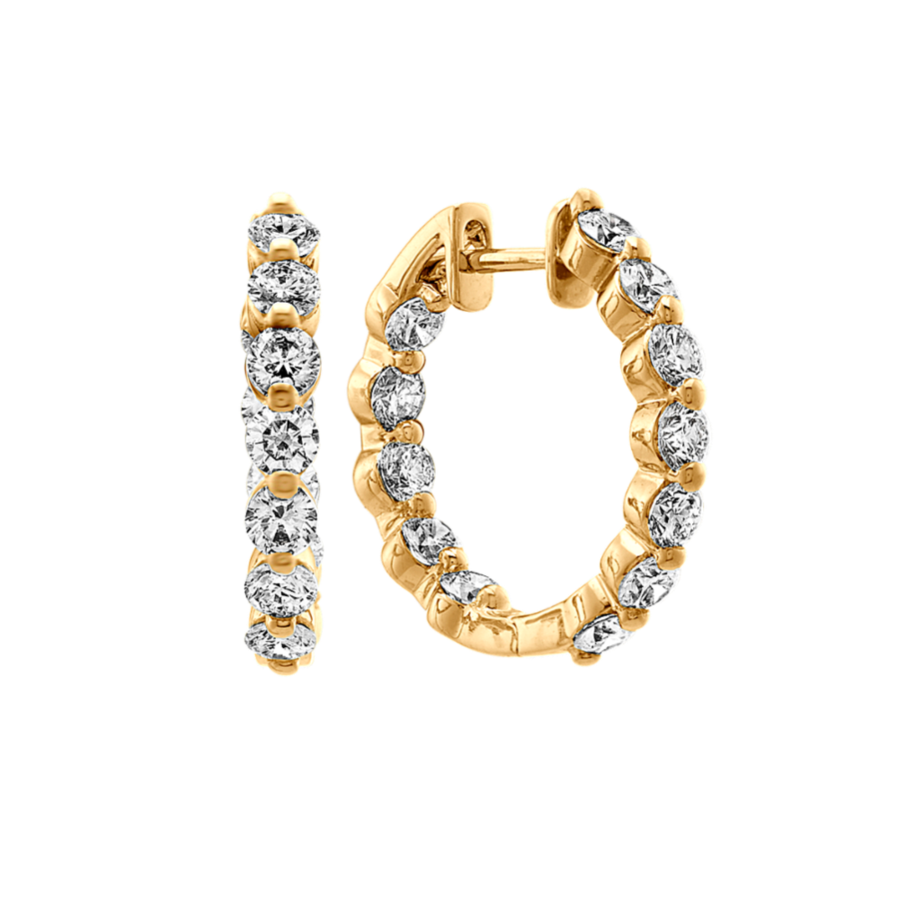 Round Diamond Hoop Earrings in 14k Yellow Gold
