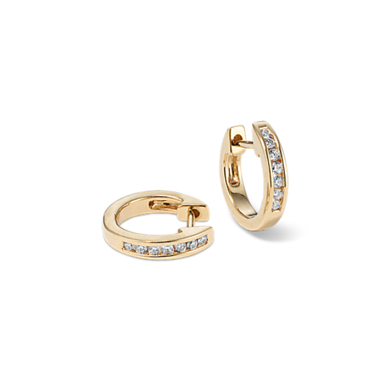 Lainey Channel-Set 0.10 tcw Diamond Hoops