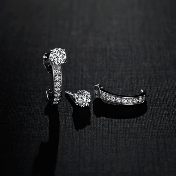 Round Diamond Hoop Styled Earring Jackets Shane Co Tap To Zoom