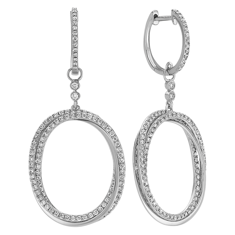 Round Diamond Oval and Swirl Dangle Earrings