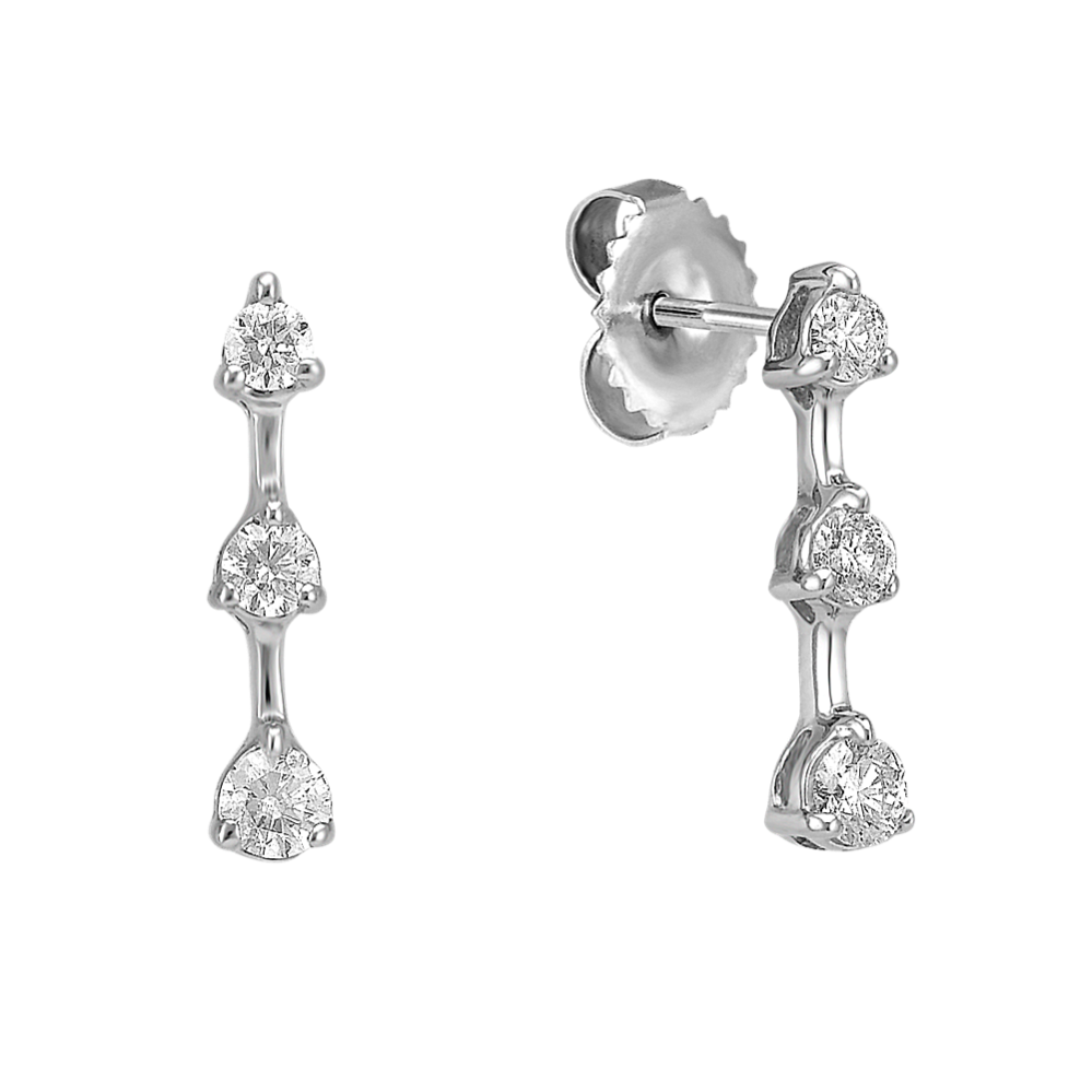 Round Diamond Three-Stone Earrings