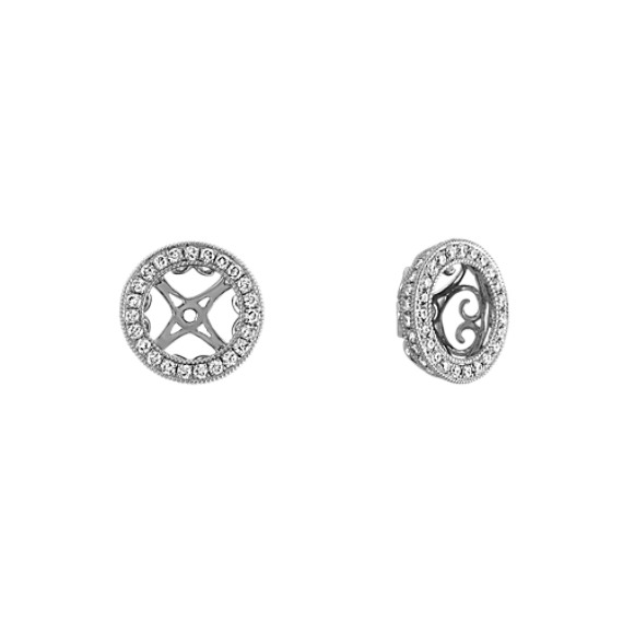 Round Diamond Vintage Earrings Jackets In 14k White Gold Shane Co Round Diamond Vintage Earrings Jackets In 14k White Gold